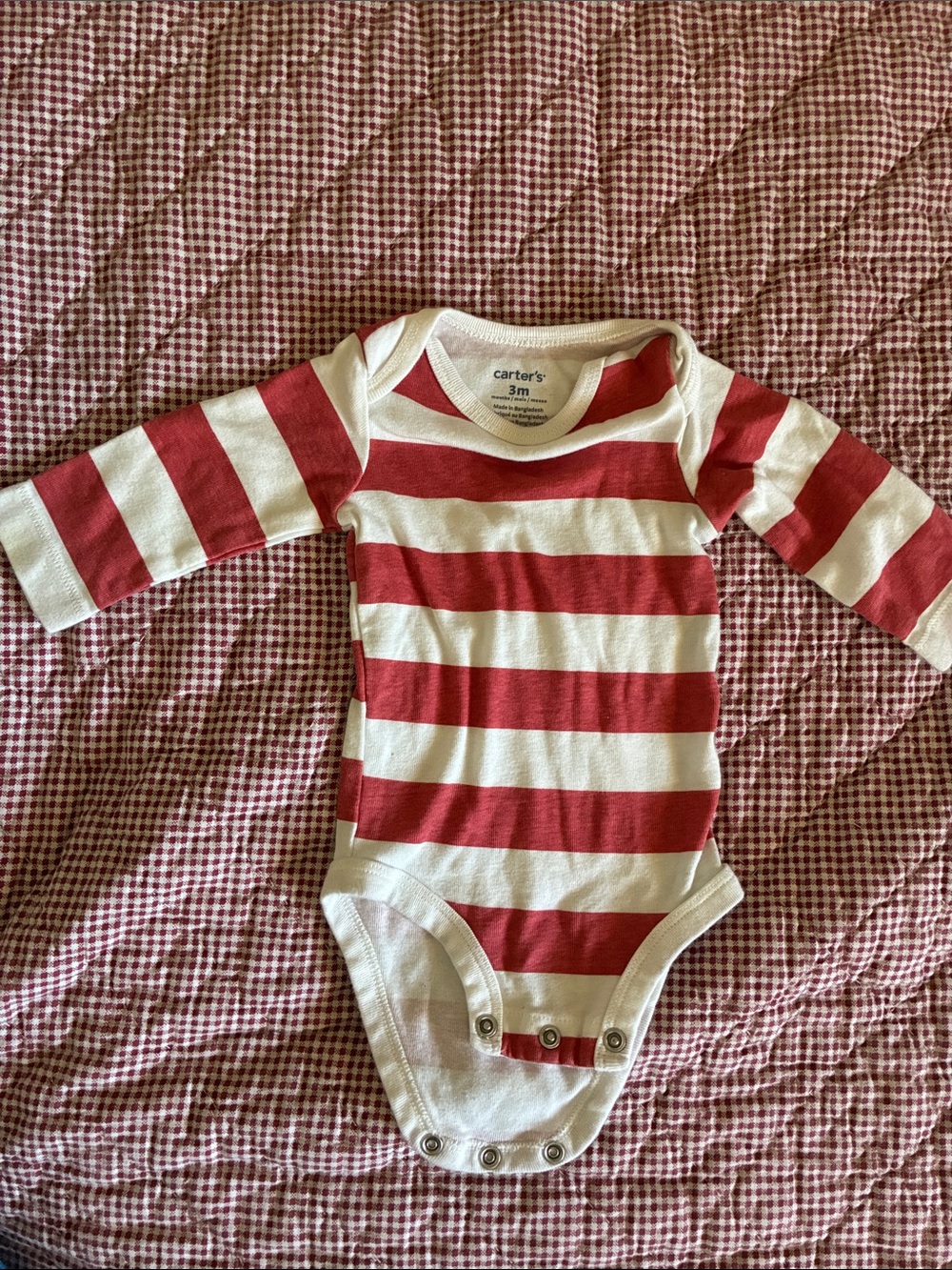 Carter's Red and White Striped Long-Sleeve Bodysuit